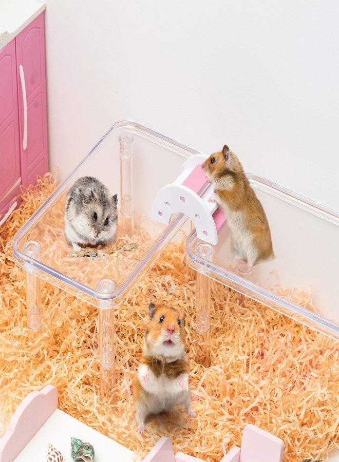 Ripeng 2 Sets Hamster Platform Cage Accessories Small Pets Plastic Transparent Play Stand for Gerbils Dwarf Syrian Hamsters Mice Chinchilla Parrot Bird Small Animals - Image 5